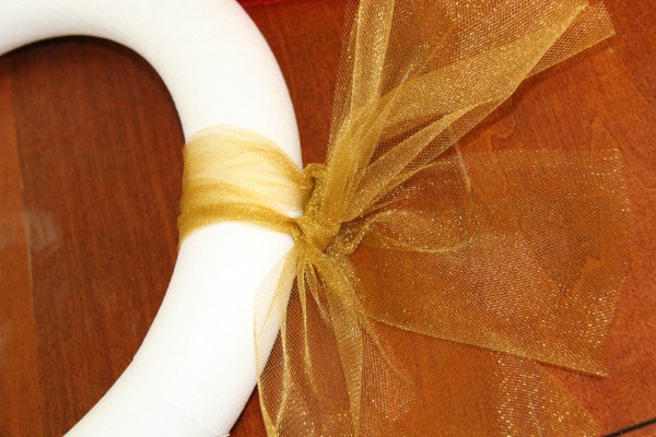 Thanksgiving wreath - Start with tying the tulle