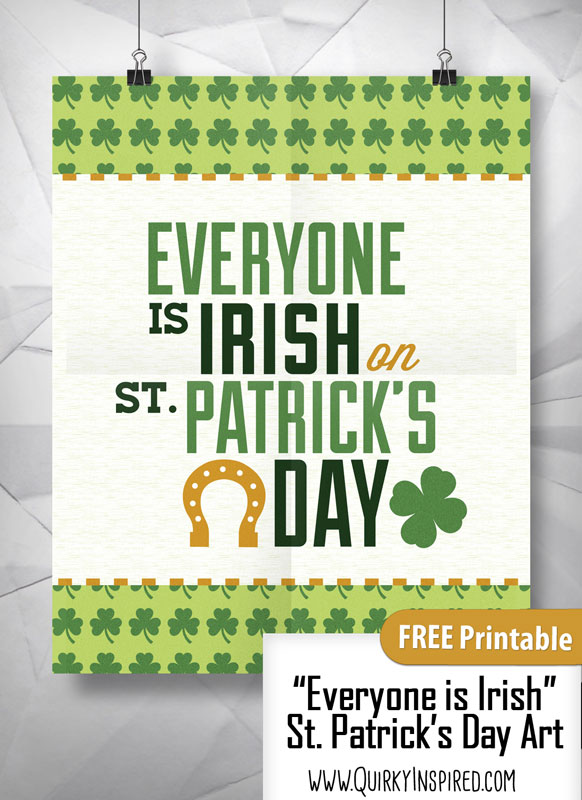 This free St Patrick's day printable is such a cute way to decorate your home