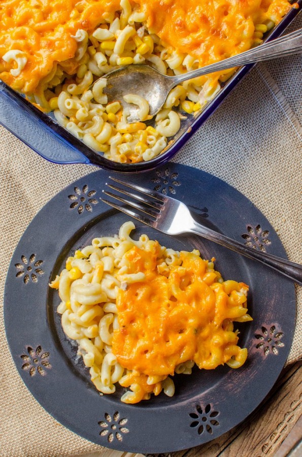 This yummy tuna noodle casserole with corn is one of my favorite comfort foods. My mom has been making this frugal recipe since I was a kid.