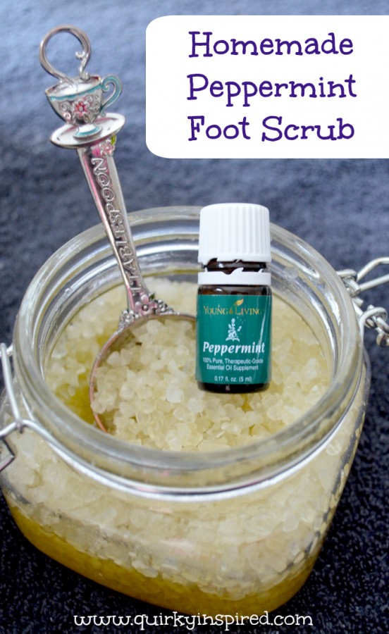 Want to learn how to make homemade body scrubs? This peppermint foot scrub is just perfect. It uses essential oils!