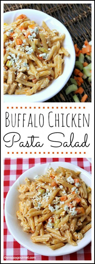 Looking for cold picnic food recipes? This buffalo chicken pasta salad is perfect for picnics